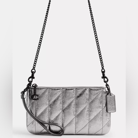 COACH Bundle•Quilted Leather Pouch Bag and Card Case in Metallic Anthracite - Picture 2 of 11